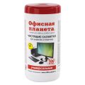 Чистящие салфетки ОФИСНАЯ ПЛАНЕТА, в тубе, 100 шт., влажные, для экранов, 510485